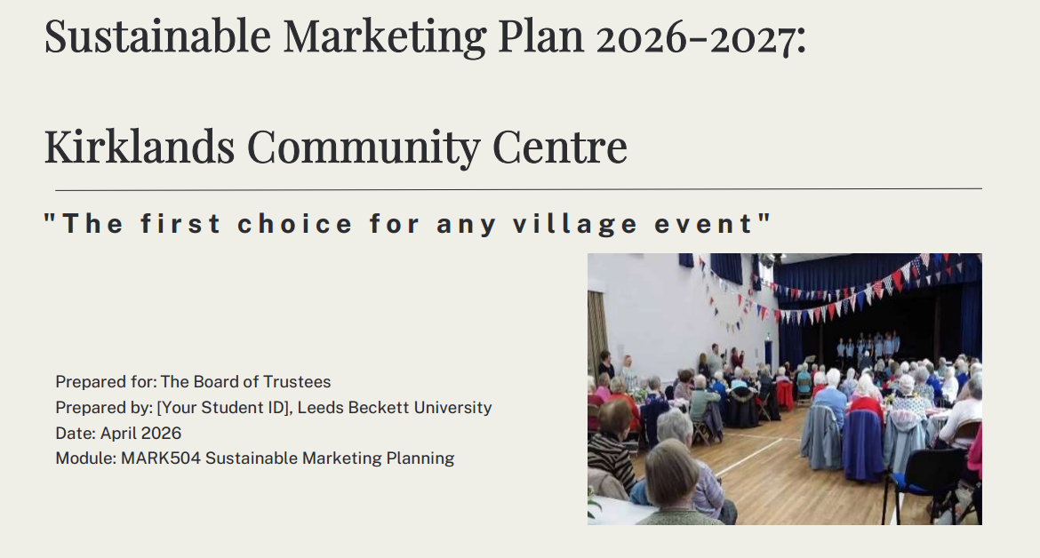 Sustainable Marketing Plan 2026–2027: Kirklands Community Centre